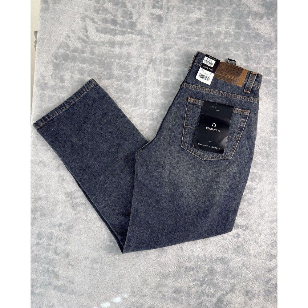 Claiborne Men's Straight Fit Jeans Dark Wash Denim 100% Cotton 30x30 Excellent!